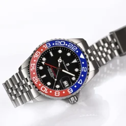 Steinhart Watches Duikhorloges 39 Mm^Ocean 39 Gmt.2 Blauw-Rood Keramiek Duikhorloge