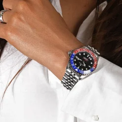 Steinhart Watches Duikhorloges 39 Mm^Ocean 39 Gmt.2 Blauw-Rood Keramiek Duikhorloge