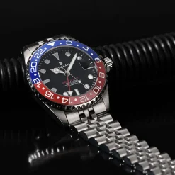 Steinhart Watches Duikhorloges 39 Mm^Ocean 39 Gmt.2 Blauw-Rood Keramiek Duikhorloge