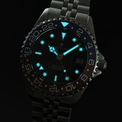 Steinhart Watches Duikhorloges 39 Mm^Ocean 39 Gmt.2 Blauw-Rood Keramiek Duikhorloge