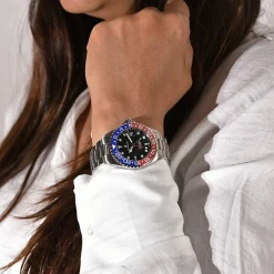 Steinhart Watches Duikhorloges 39 Mm^Ocean 39 Gmt Blauw-Rood Keramiek Duikhorloge
