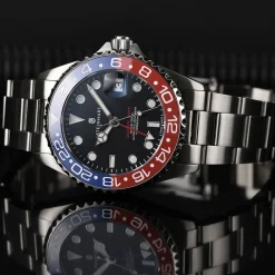 Steinhart Watches Duikhorloges 39 Mm^Ocean 39 Gmt Blauw-Rood Keramiek Duikhorloge