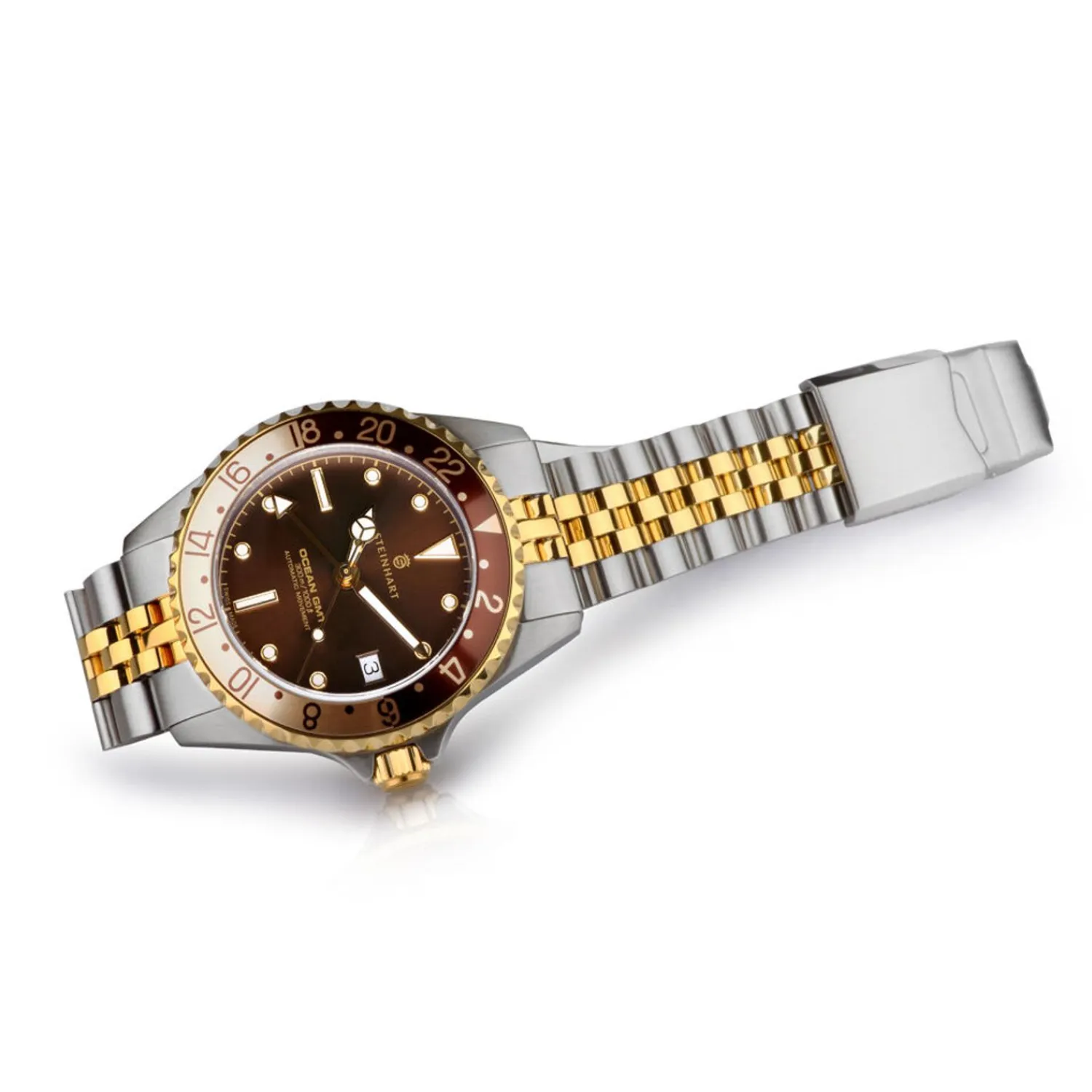 Steinhart Watches Duikhorloges 39 Mm^Ocean 39 Gmt.2 Tweekleurig Chocoladekleurig Duikhorloge