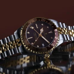 Steinhart Watches Duikhorloges 39 Mm^Ocean 39 Gmt.2 Tweekleurig Chocoladekleurig Duikhorloge