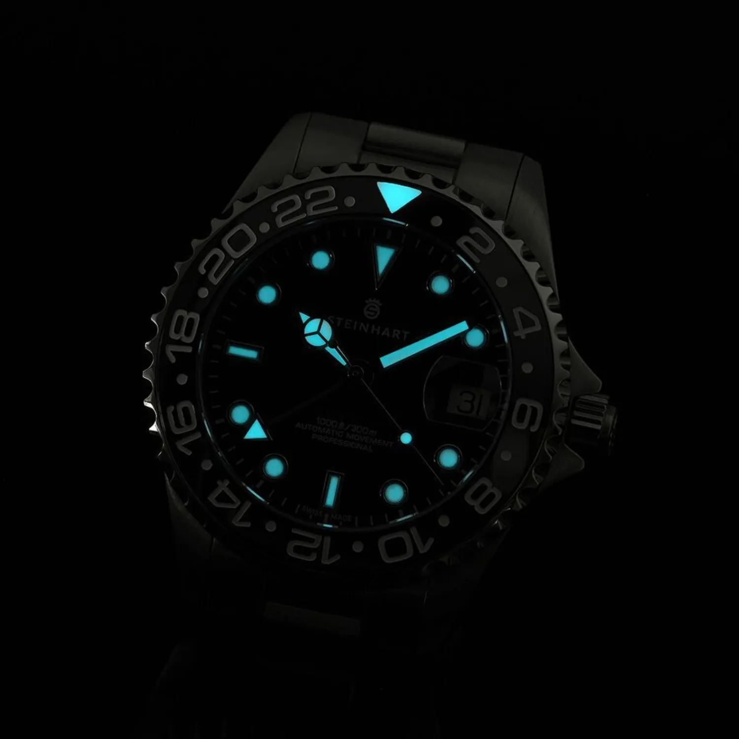 Steinhart Watches Duikhorloges 39 Mm^Ocean 39 Gmt Zwart Keramiek Duikhorloge