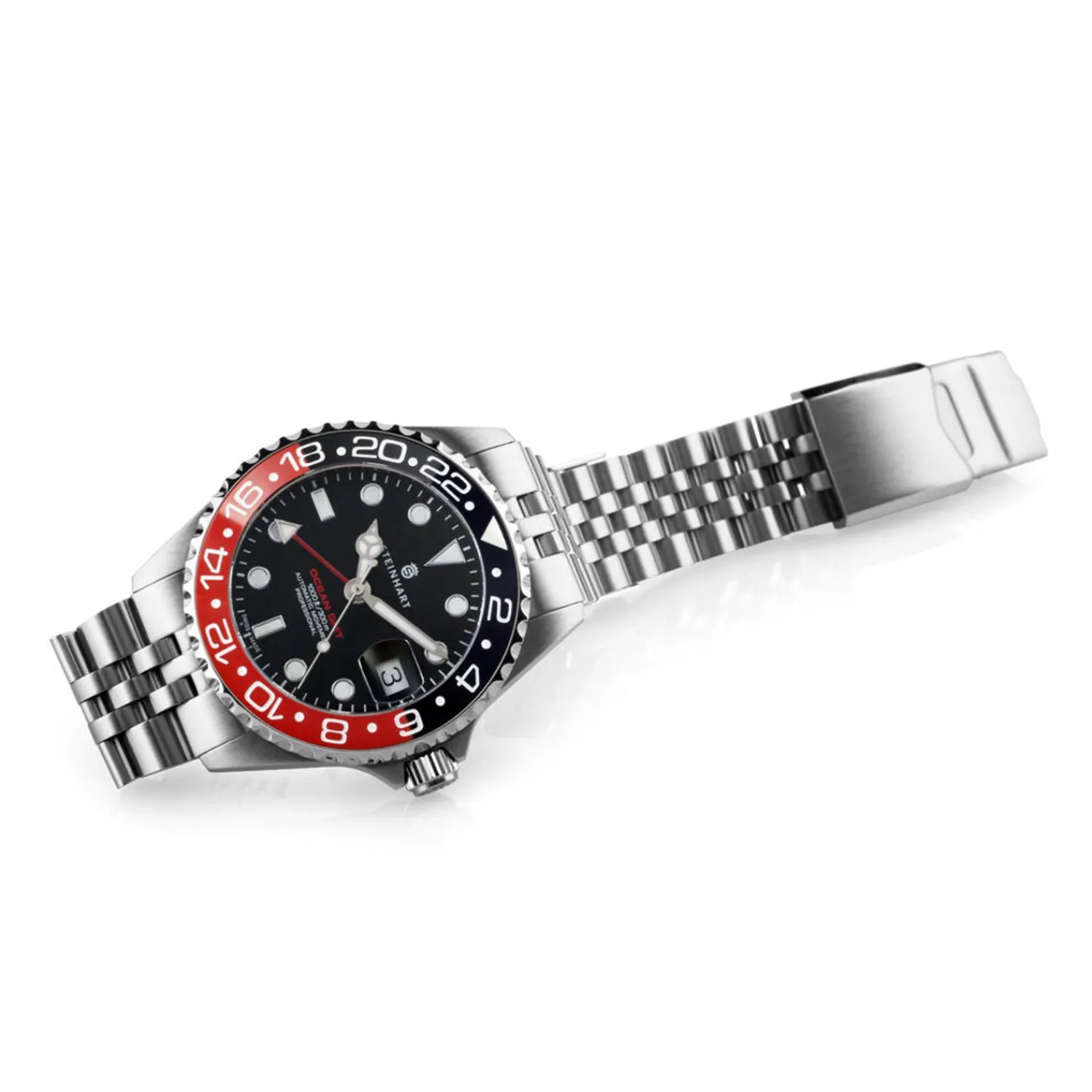Steinhart Watches Duikhorloges 39 Mm^Ocean 39 Gmt.2 Zwart-Rood Keramiek Duikhorloge
