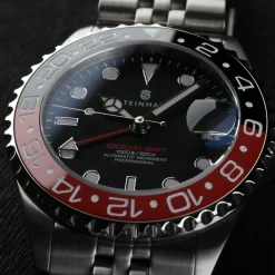 Steinhart Watches Duikhorloges 39 Mm^Ocean 39 Gmt.2 Zwart-Rood Keramiek Duikhorloge