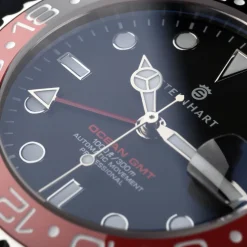 Steinhart Watches Duikhorloges 39 Mm^Ocean 39 Gmt.2 Zwart-Rood Keramiek Duikhorloge
