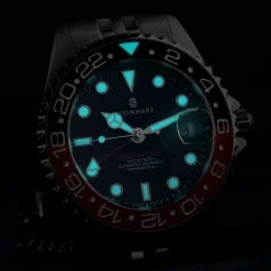 Steinhart Watches Duikhorloges 39 Mm^Ocean 39 Gmt.2 Zwart-Rood Keramiek Duikhorloge