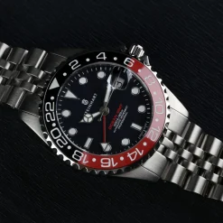 Steinhart Watches Duikhorloges 39 Mm^Ocean 39 Gmt.2 Zwart-Rood Keramiek Duikhorloge
