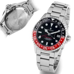 Steinhart Watches Duikhorloges 39 Mm^Ocean 39 Gmt Zwart-Rood Keramiek Duikhorloge