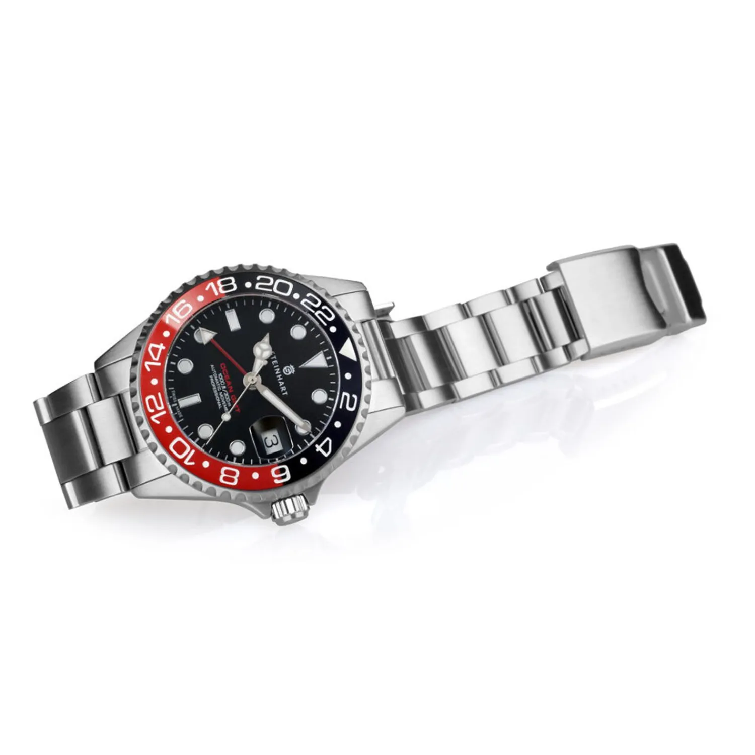 Steinhart Watches Duikhorloges 39 Mm^Ocean 39 Gmt Zwart-Rood Keramiek Duikhorloge