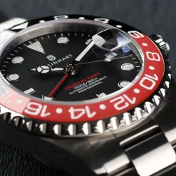 Steinhart Watches Duikhorloges 39 Mm^Ocean 39 Gmt Zwart-Rood Keramiek Duikhorloge