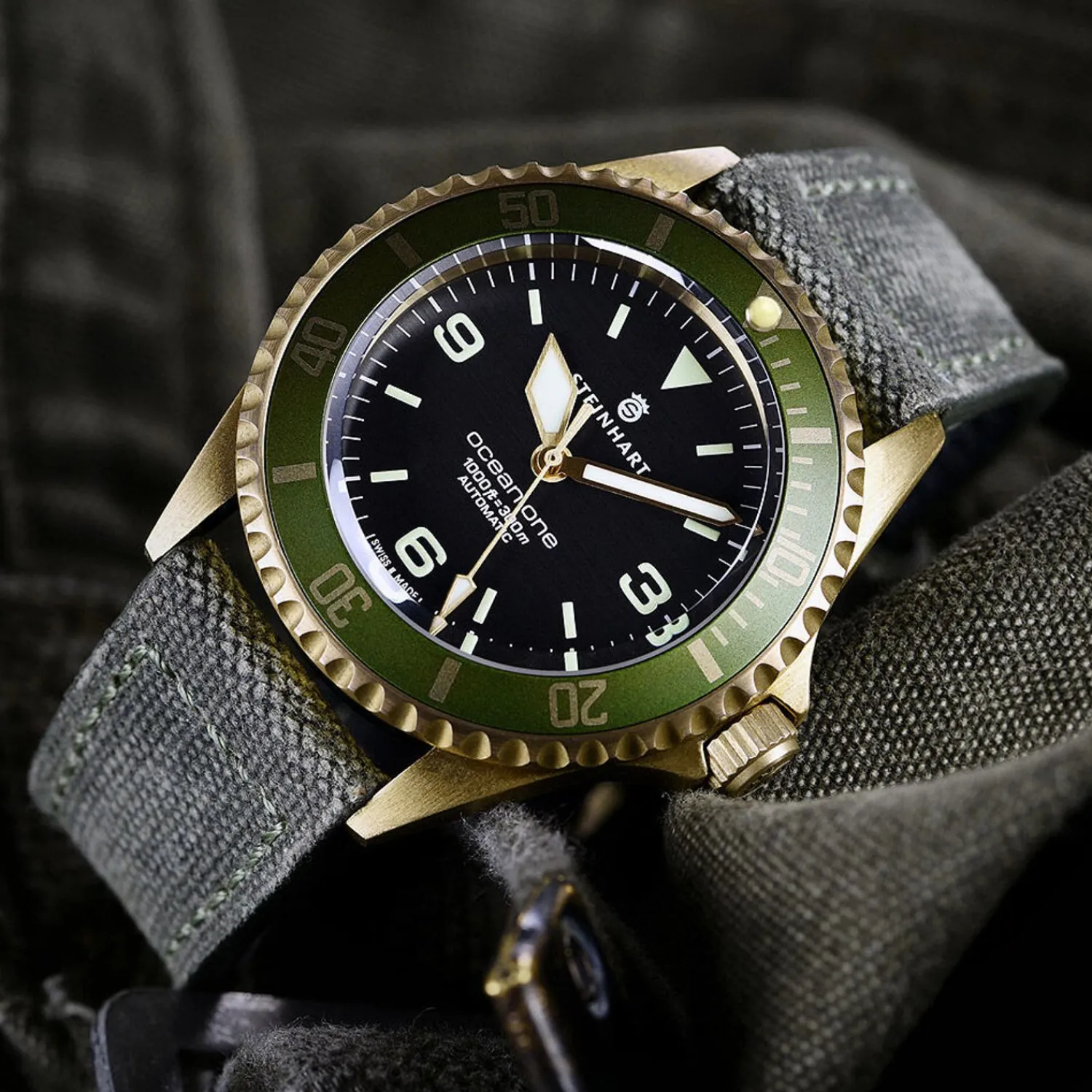 Steinhart Watches Duikhorloges 42 Mm^Ocean One Bronsgroen Duikhorloge