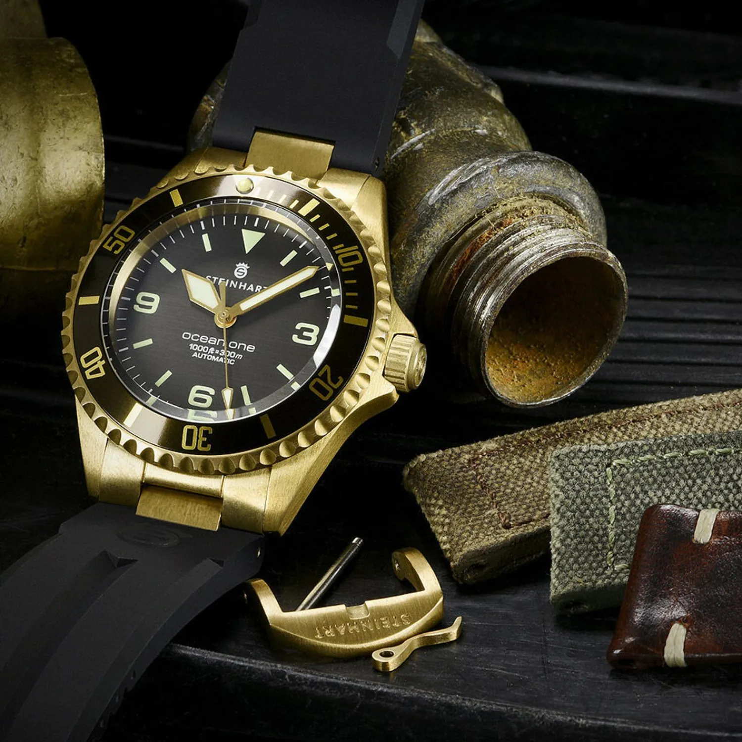 Steinhart Watches Duikhorloges 42 Mm^Ocean One Bronsgroen Duikhorloge