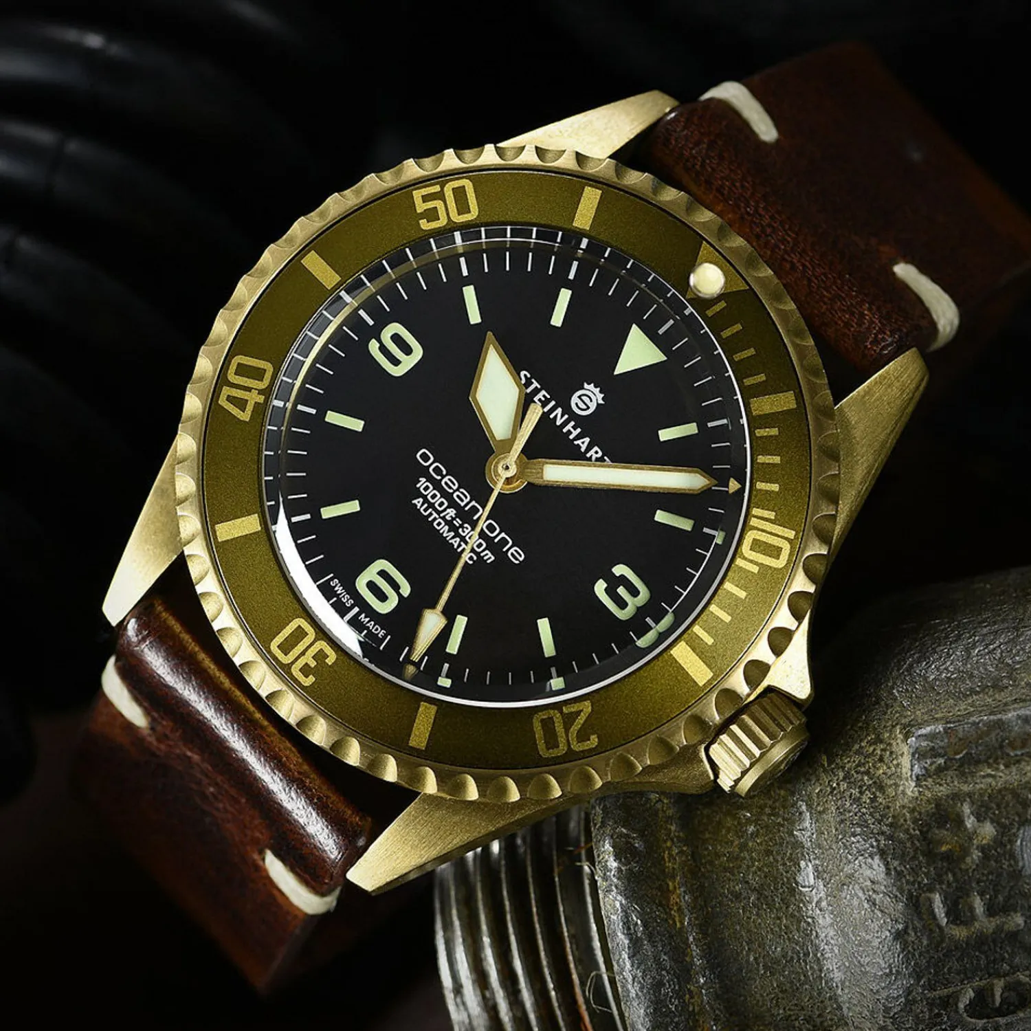Steinhart Watches Duikhorloges 42 Mm^Ocean One Bronzen Lichtbruin Duikhorloge