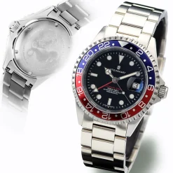 Steinhart Watches Duikhorloges 42 Mm^Ocean One Gmt Blauw-Rood Duikhorloge