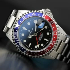 Steinhart Watches Duikhorloges 42 Mm^Ocean One Gmt Blauw-Rood Duikhorloge