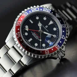 Steinhart Watches Duikhorloges 42 Mm^Ocean One Gmt Blauw-Rood Duikhorloge