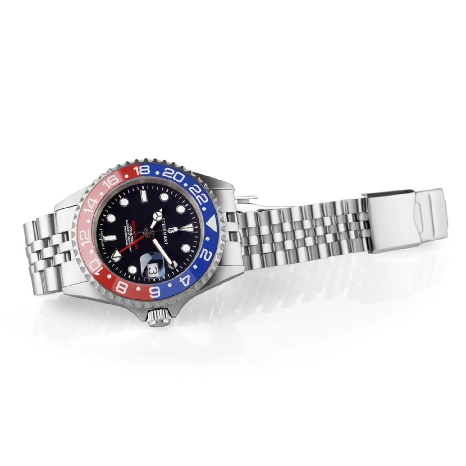 Steinhart Watches Duikhorloges 42 Mm^Ocean One Gmt Blauw-Rood. 2 Keramisch Duikhorloge