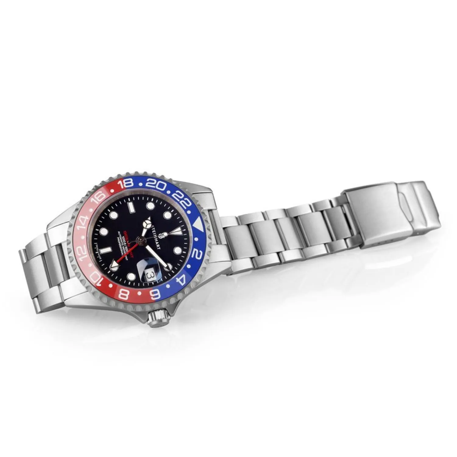 Steinhart Watches Duikhorloges 42 Mm^Ocean One Gmt Blauw-Rood Keramiek Duikhorloge
