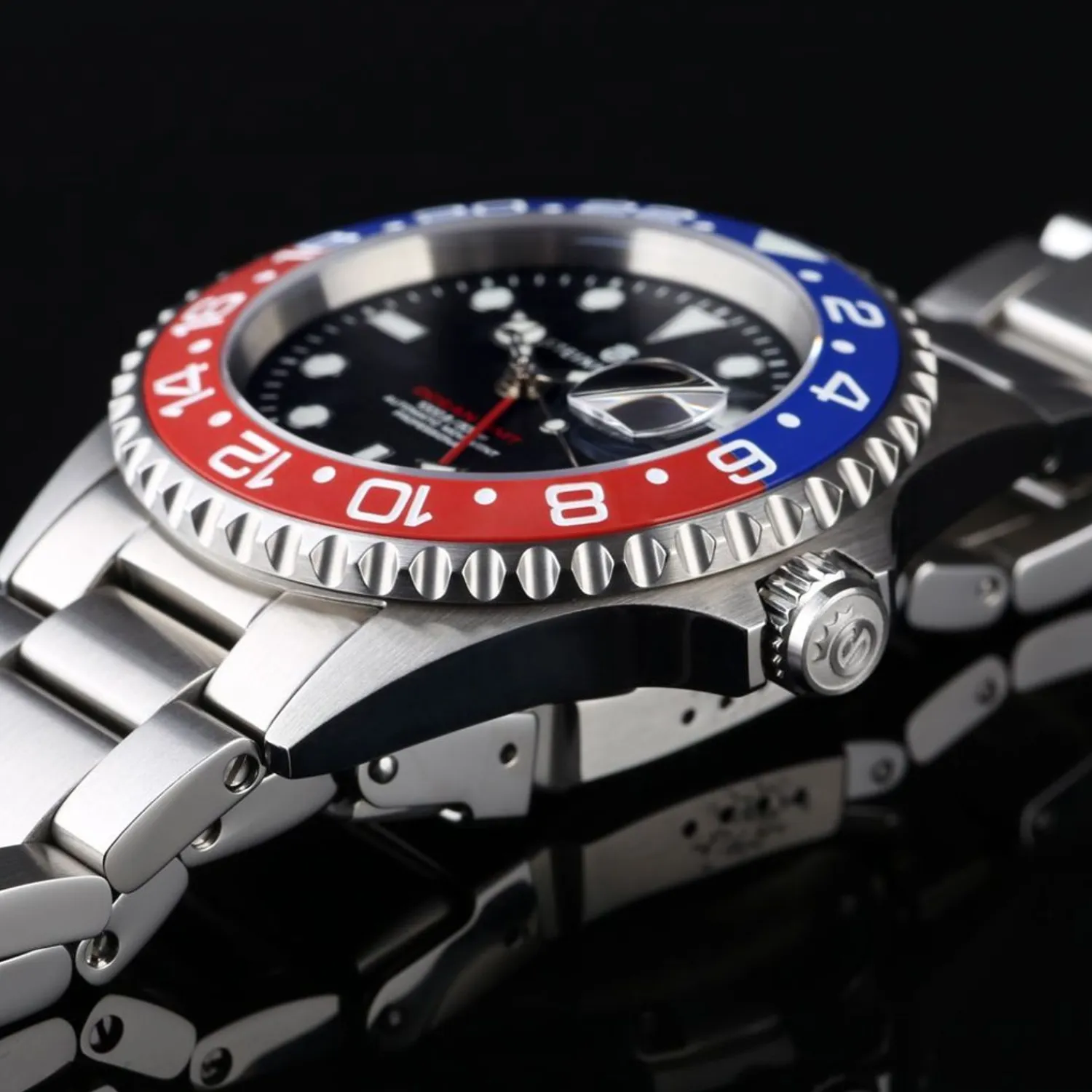 Steinhart Watches Duikhorloges 42 Mm^Ocean One Gmt Blauw-Rood Keramiek Duikhorloge