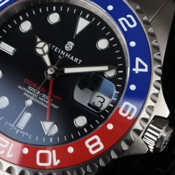 Steinhart Watches Duikhorloges 42 Mm^Ocean One Gmt Blauw-Rood Keramiek Duikhorloge
