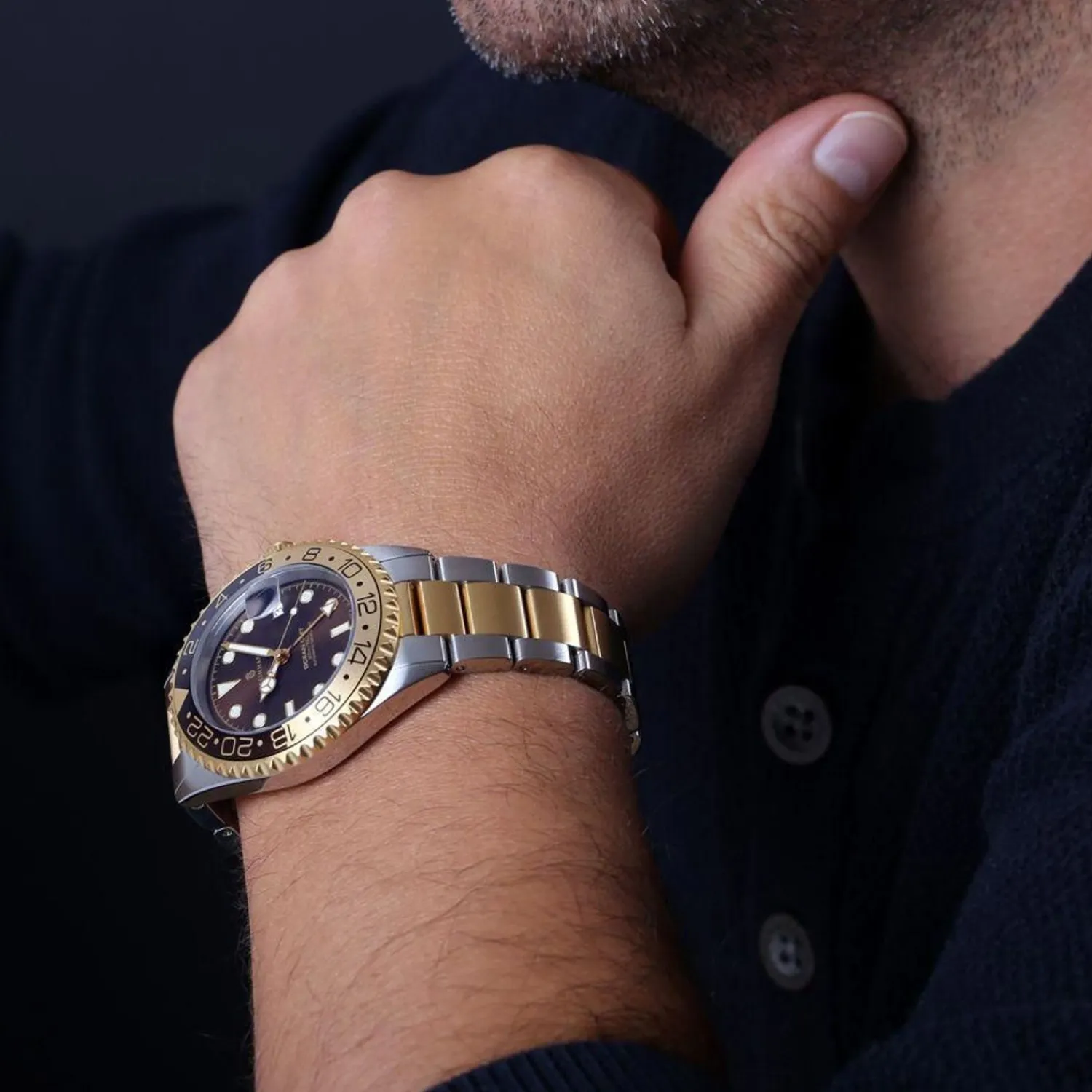 Steinhart Watches Duikhorloges 42 Mm^Ocean One Gmt Tweekleurig Chocoladekleurig Duikhorloge
