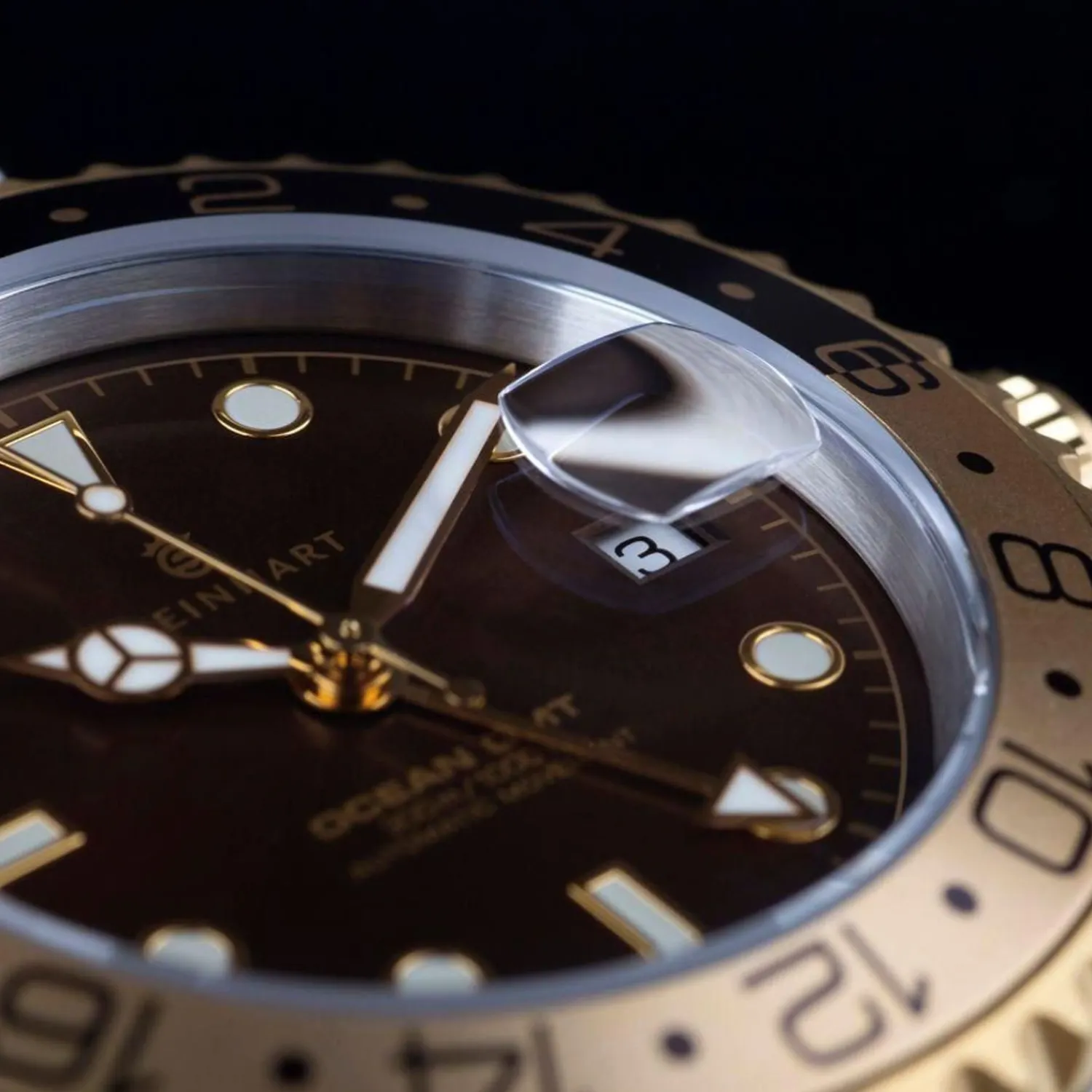 Steinhart Watches Duikhorloges 42 Mm^Ocean One Gmt Tweekleurig Chocoladekleurig Duikhorloge