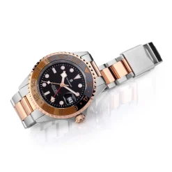 Steinhart Watches Duikhorloges 42 Mm^Ocean One Gmt Tweekleurig Zwart/Kaki Duikhorloge