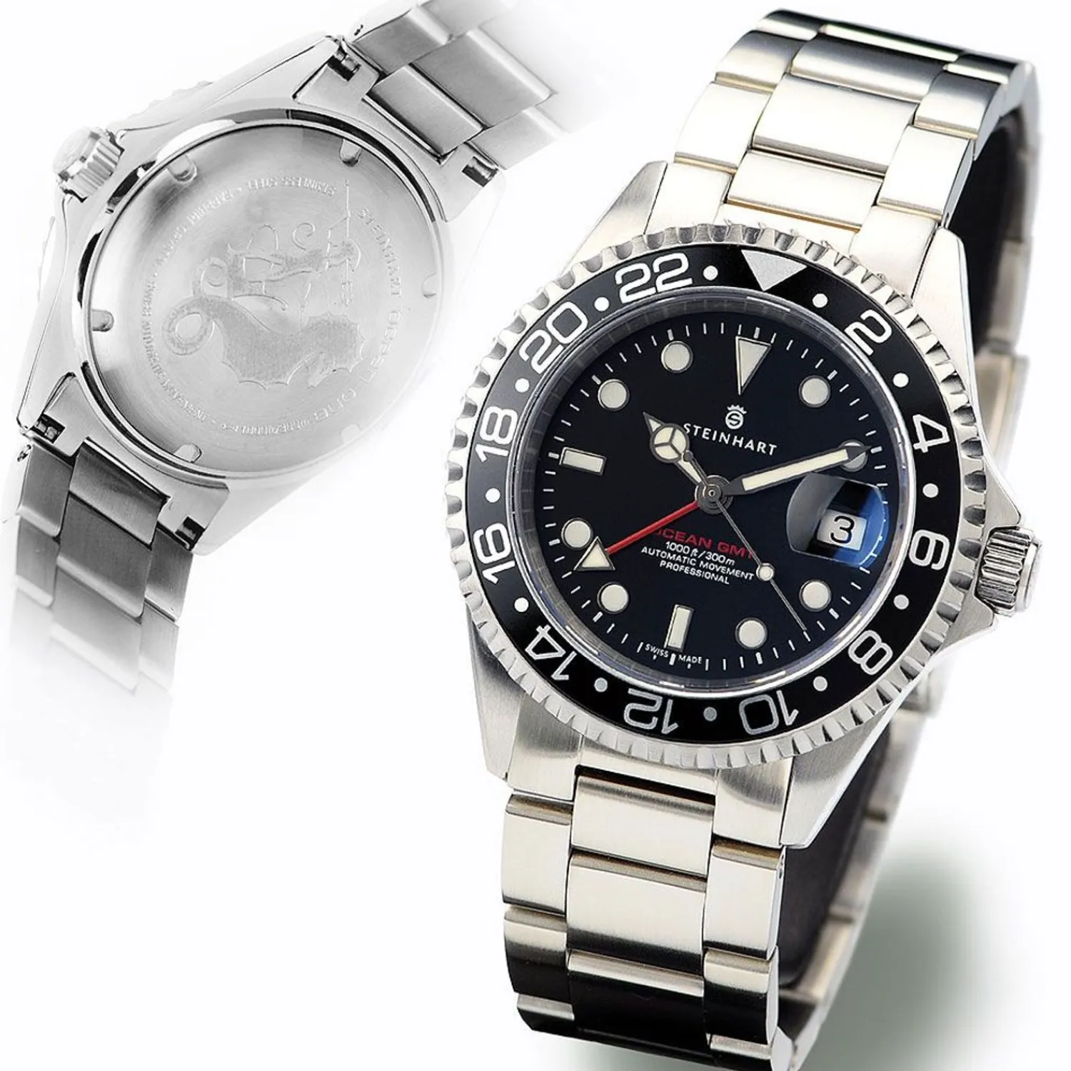 Steinhart Watches Duikhorloges 42 Mm^Ocean One Gmt Zwart Duikhorloge