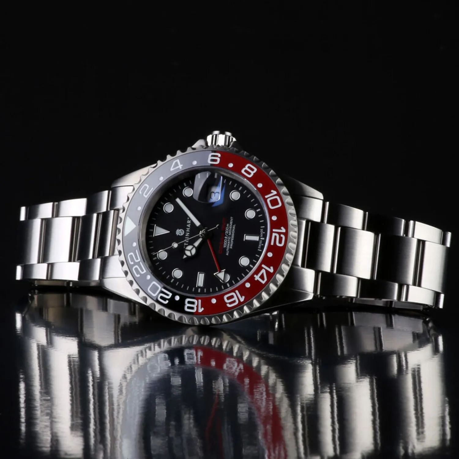 Steinhart Watches Duikhorloges 42 Mm^Ocean One Gmt Zwart-Rood Keramiek Duikhorloge