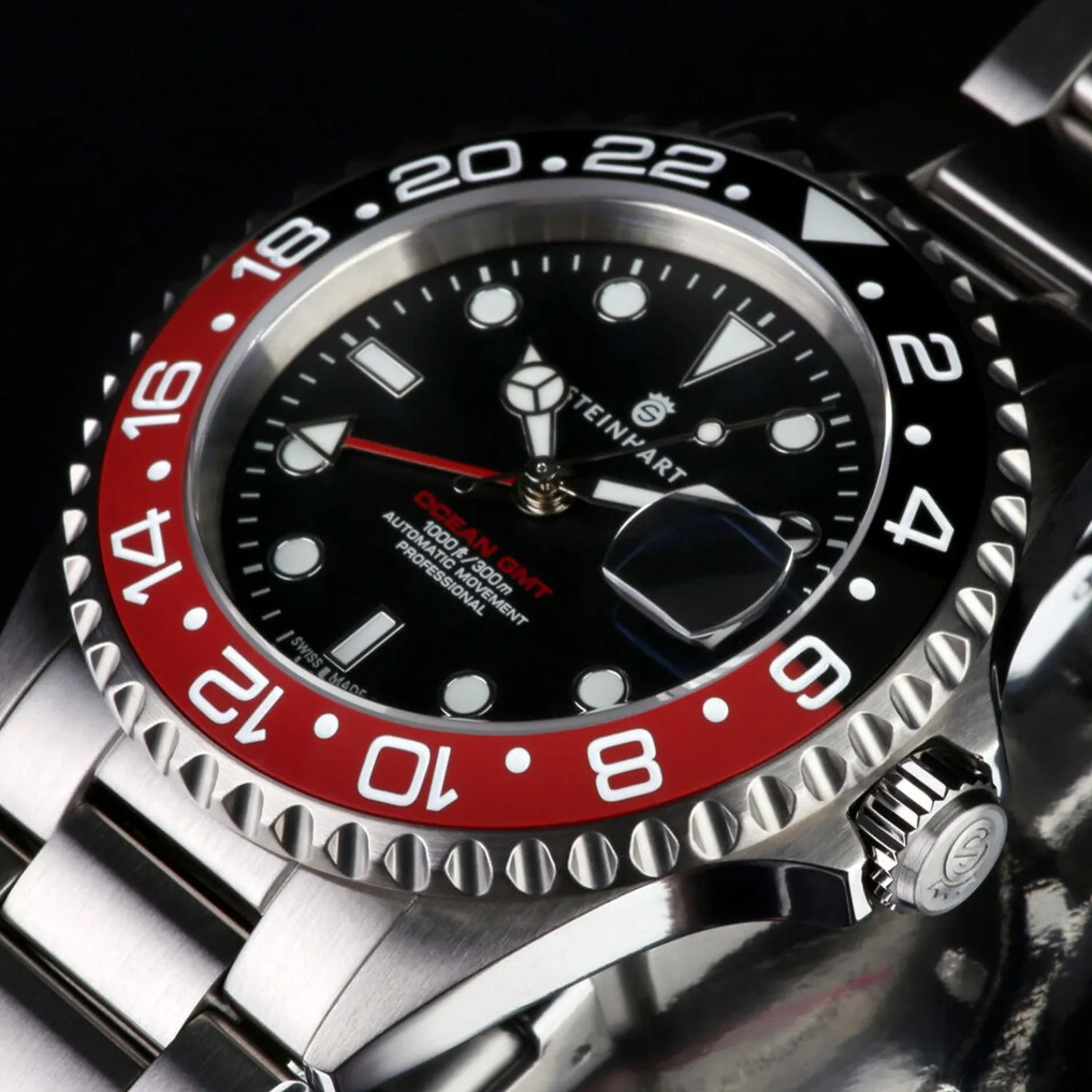 Steinhart Watches Duikhorloges 42 Mm^Ocean One Gmt Zwart-Rood Keramiek Duikhorloge