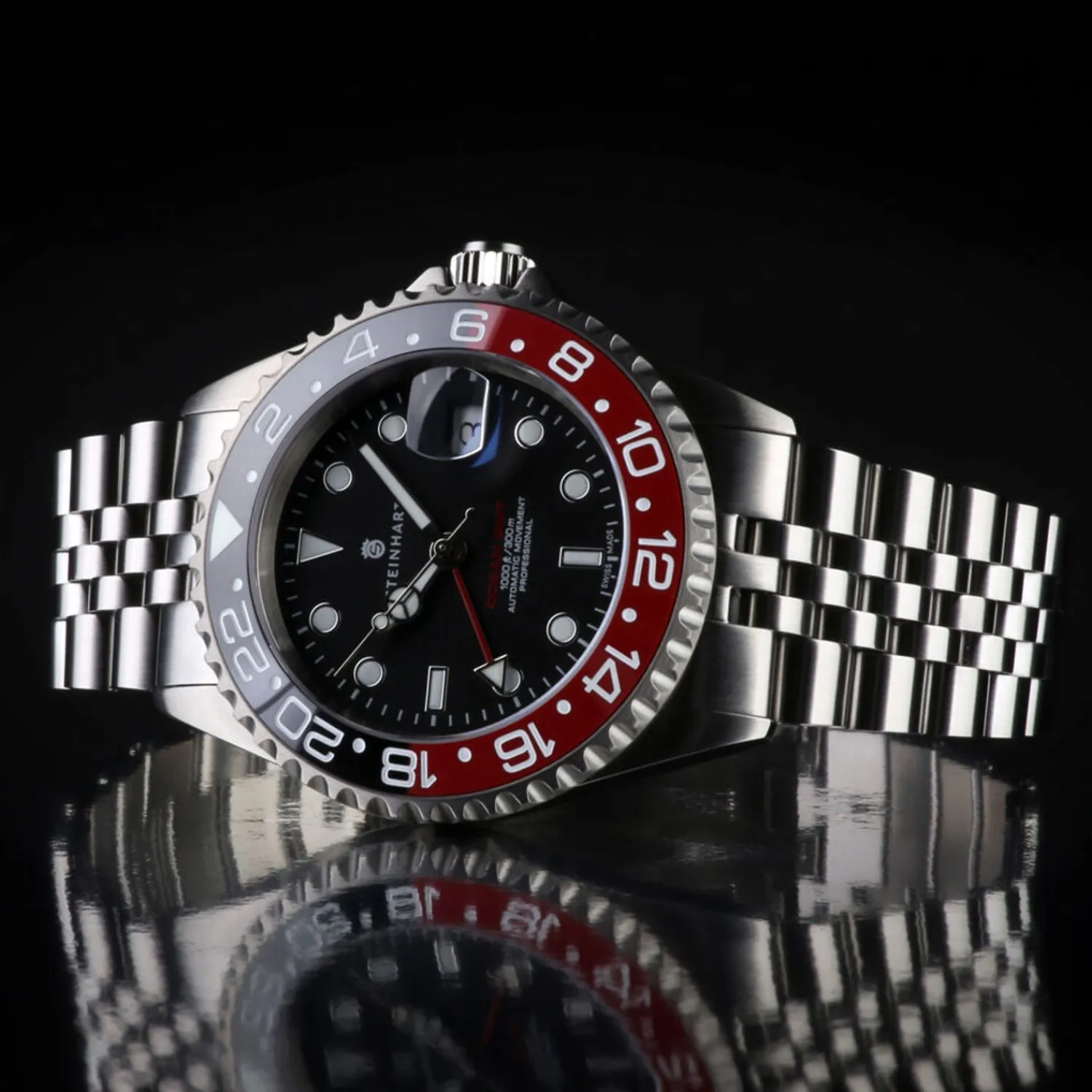 Steinhart Watches Duikhorloges 42 Mm^Ocean One Gmt Zwart-Rood. 2 Keramisch Duikhorloge