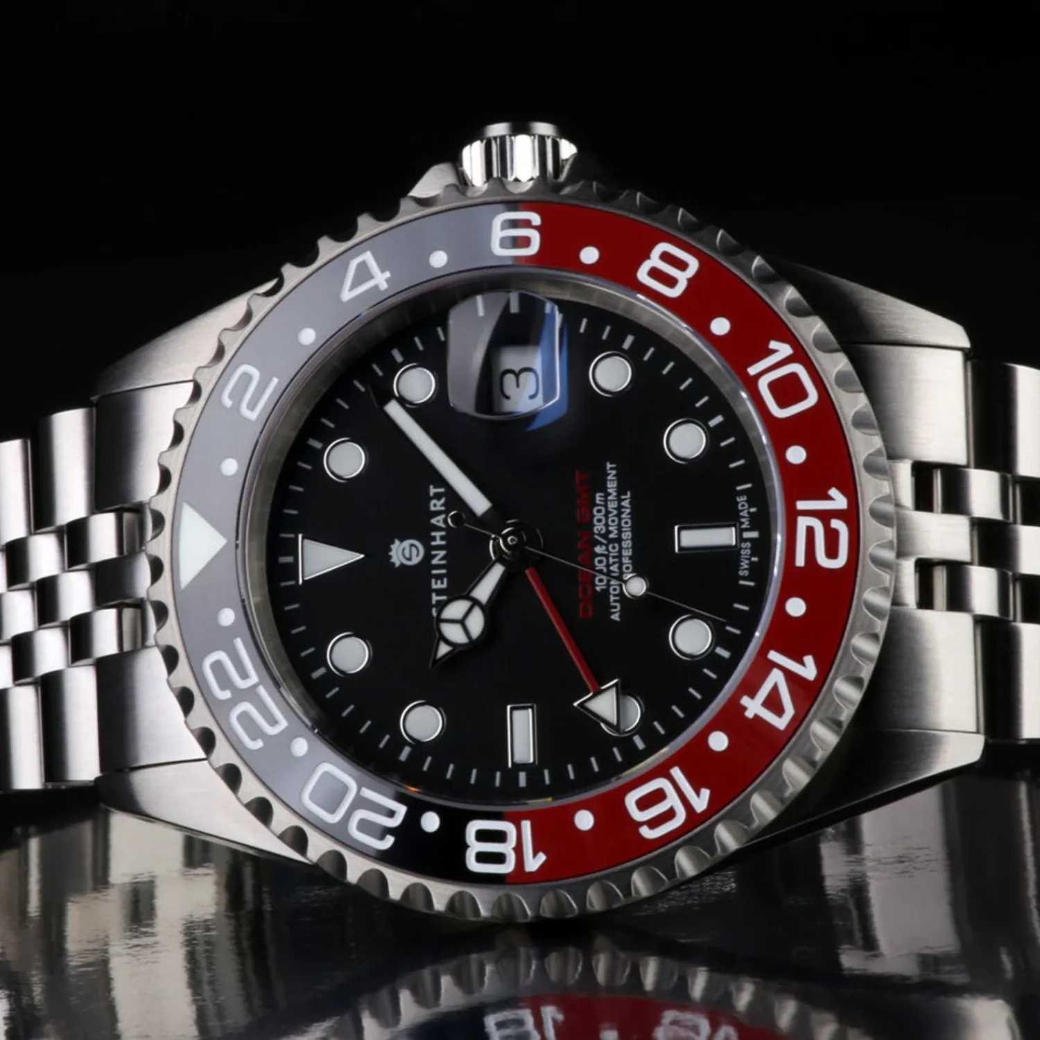 Steinhart Watches Duikhorloges 42 Mm^Ocean One Gmt Zwart-Rood. 2 Keramisch Duikhorloge