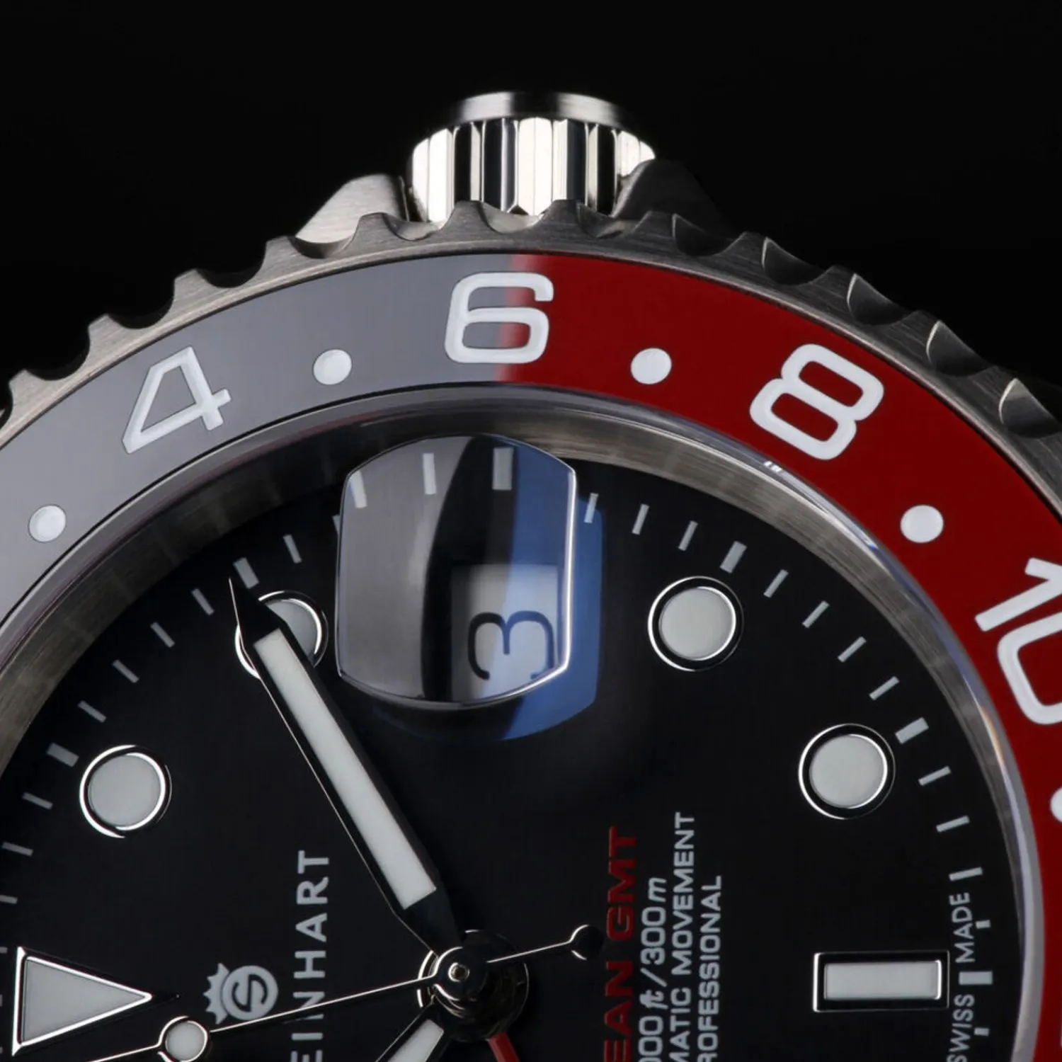 Steinhart Watches Duikhorloges 42 Mm^Ocean One Gmt Zwart-Rood. 2 Keramisch Duikhorloge