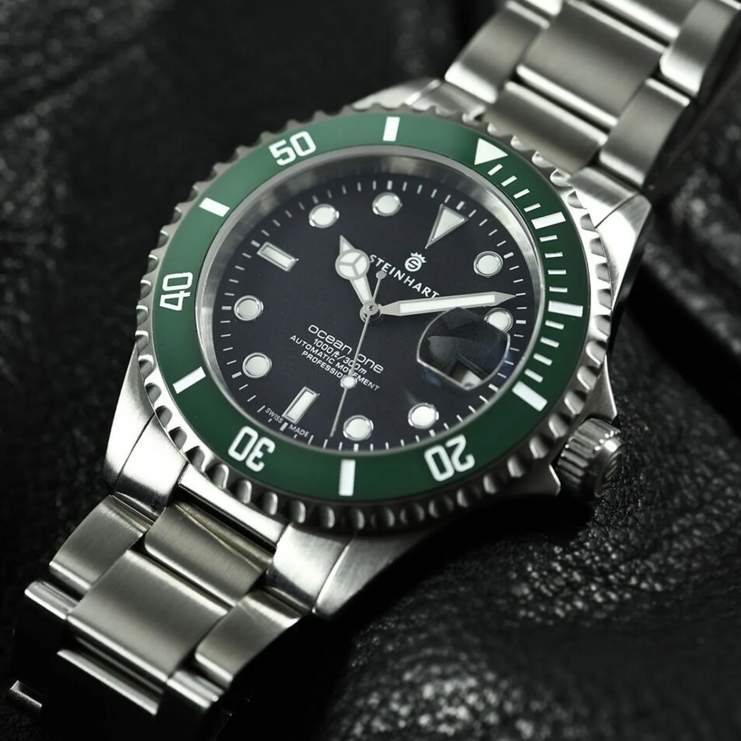 Steinhart Watches Duikhorloges 42 Mm^Ocean One Groen Keramiek Duikhorloge