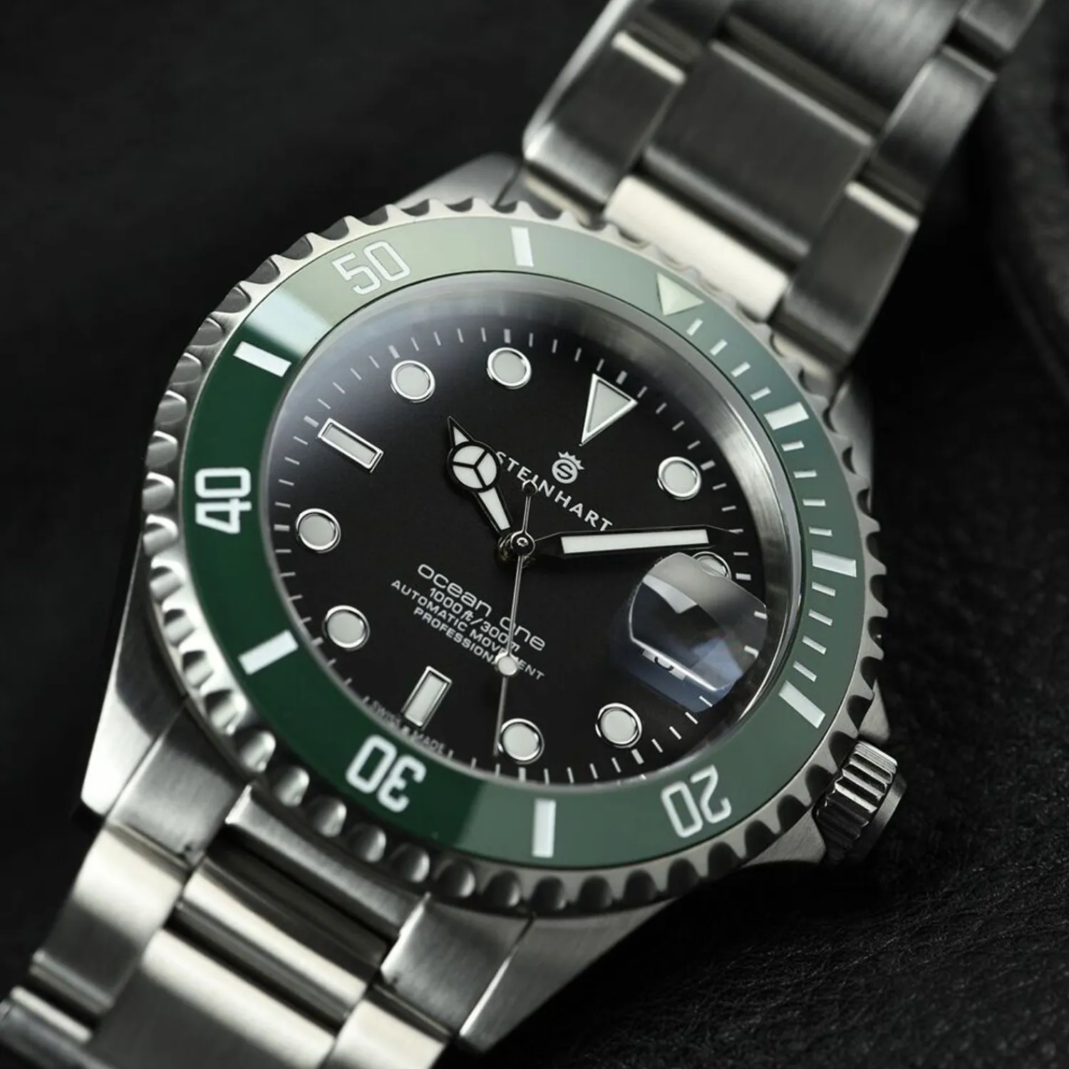 Steinhart Watches Duikhorloges 42 Mm^Ocean One Groen Keramiek Duikhorloge