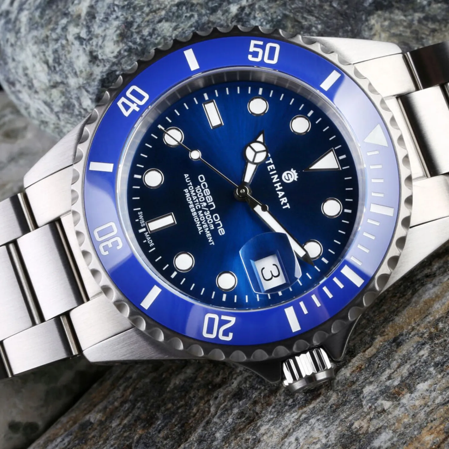Steinhart Watches Premium Lijn^Ocean One Premium Duikhorloge Van Blauw Keramiek