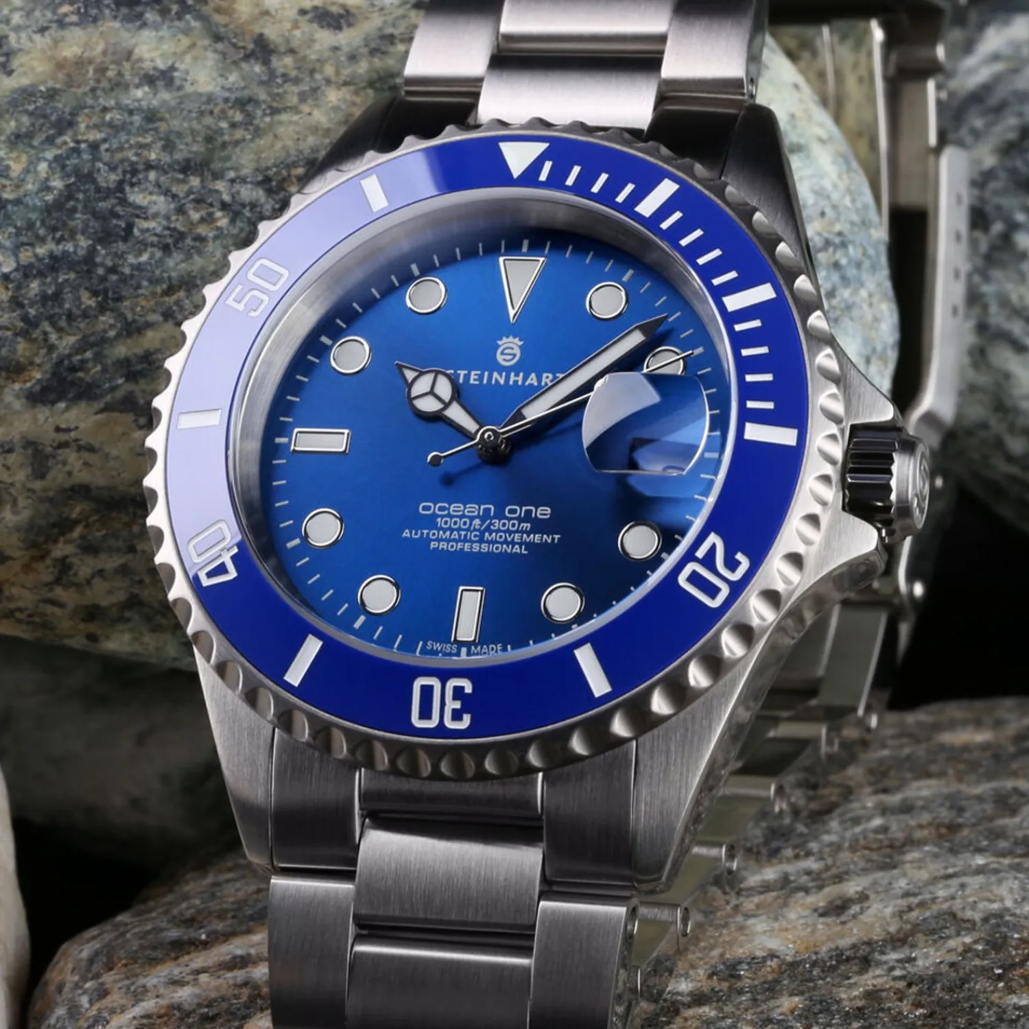 Steinhart Watches Duikhorloges 42 Mm^Ocean One Premium Duikhorloge Van Blauw Keramiek