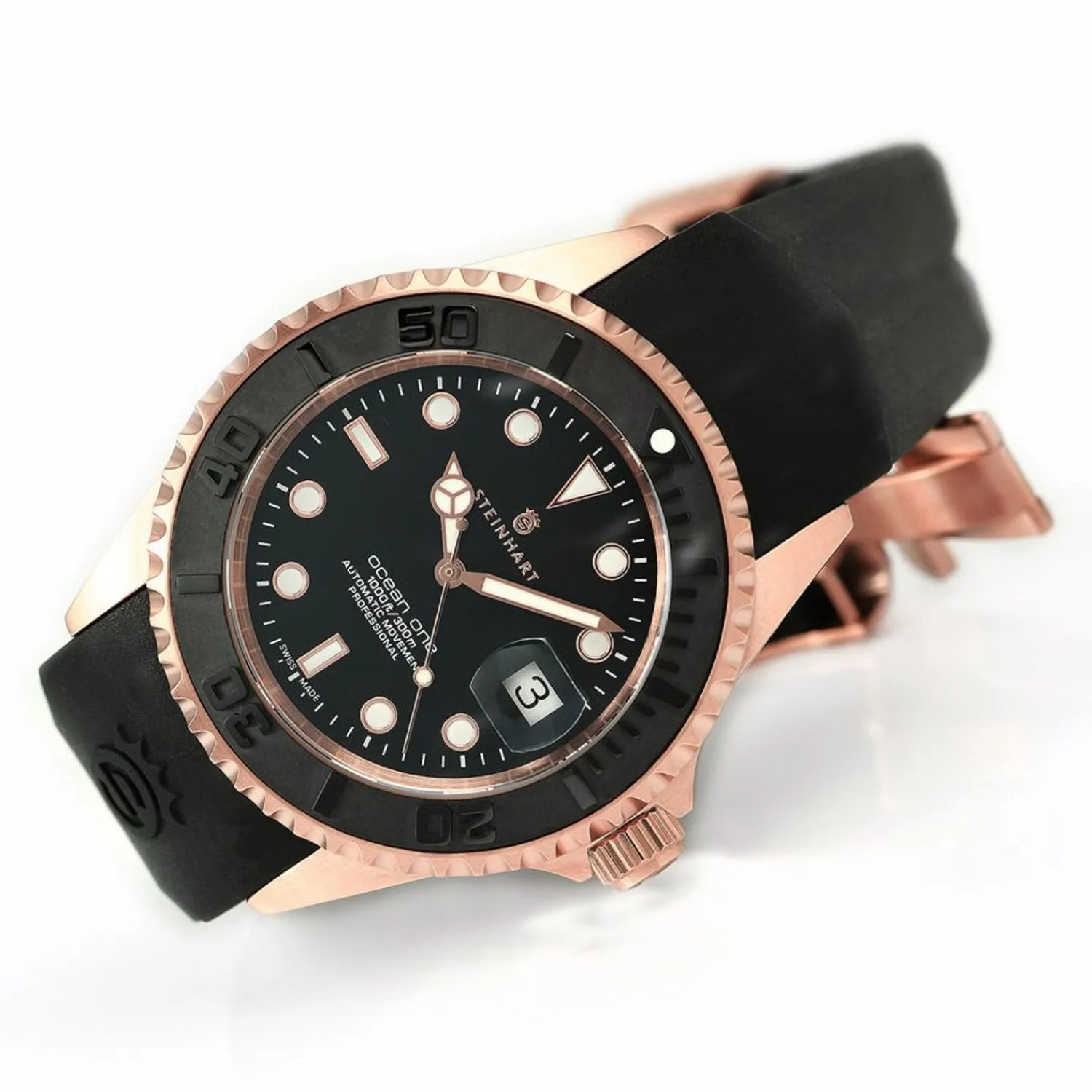 Steinhart Watches Duikhorloges 42 Mm^Ocean One Roze-Gouden Keramiek Duikhorloge