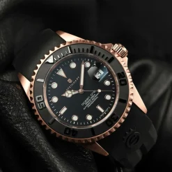 Steinhart Watches Duikhorloges 42 Mm^Ocean One Roze-Gouden Keramiek Duikhorloge