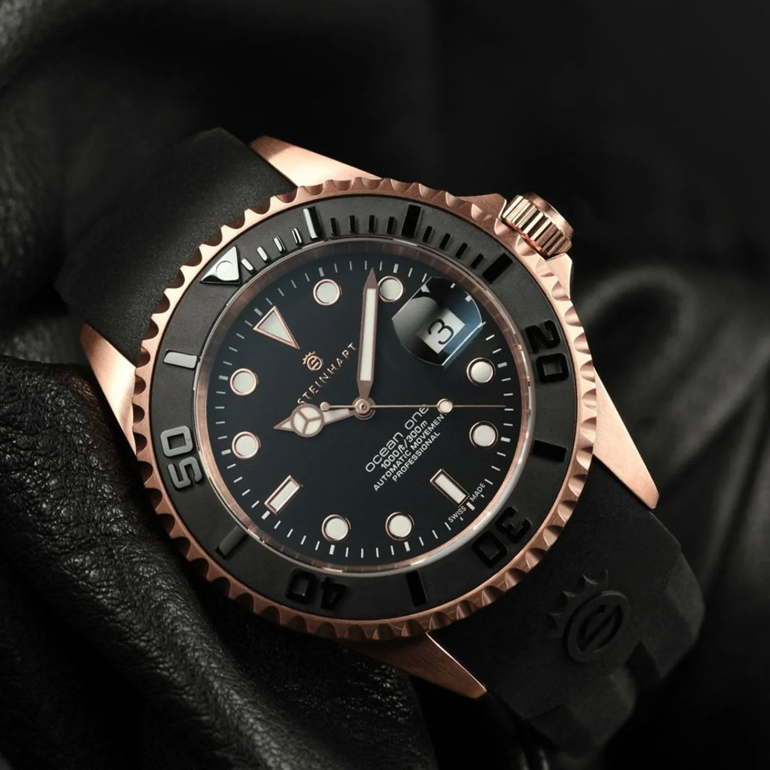 Steinhart Watches Duikhorloges 42 Mm^Ocean One Roze-Gouden Keramiek Duikhorloge