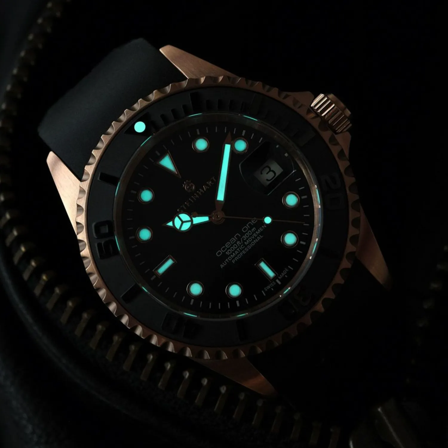 Steinhart Watches Duikhorloges 42 Mm^Ocean One Roze-Gouden Keramiek Duikhorloge