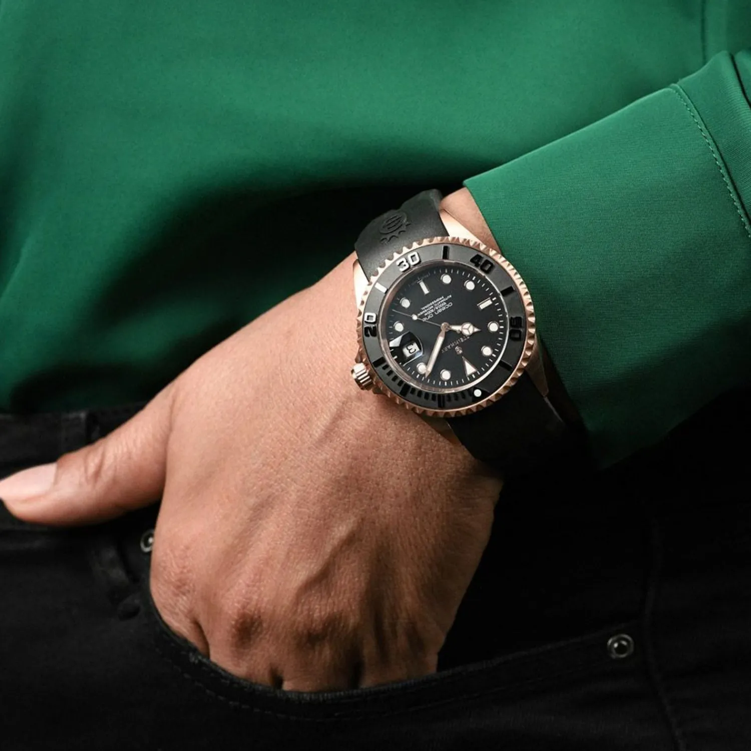 Steinhart Watches Duikhorloges 42 Mm^Ocean One Roze-Gouden Keramiek Duikhorloge