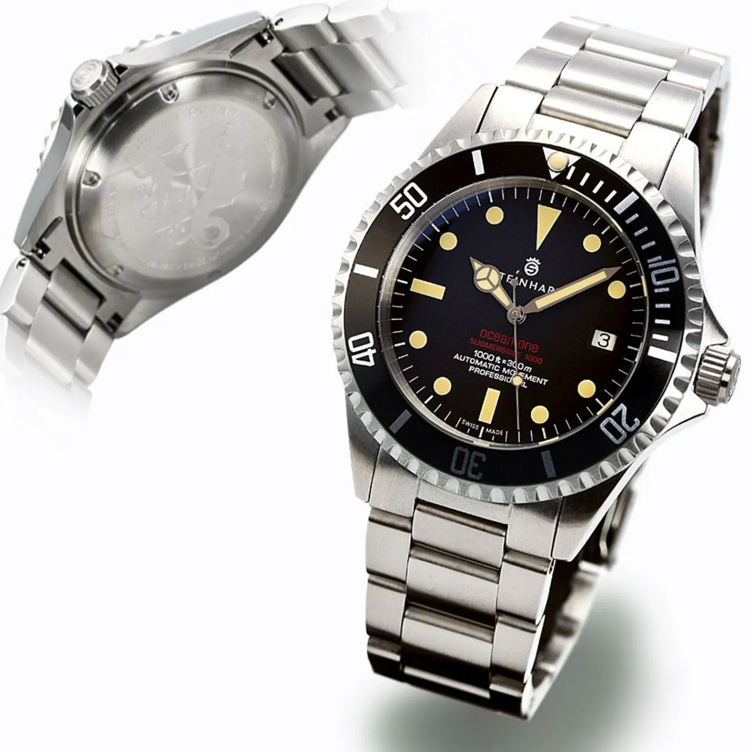 Steinhart Watches Duikhorloges 42 Mm^Ocean One Vintage Rood Duikhorloge