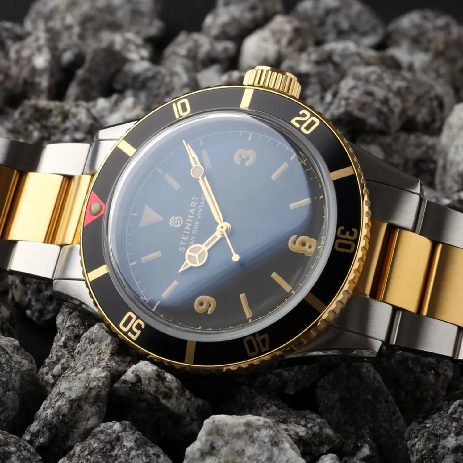 Steinhart Watches Duikhorloges 42 Mm^Ocean One Vintage Tweekleurig Duikhorloge