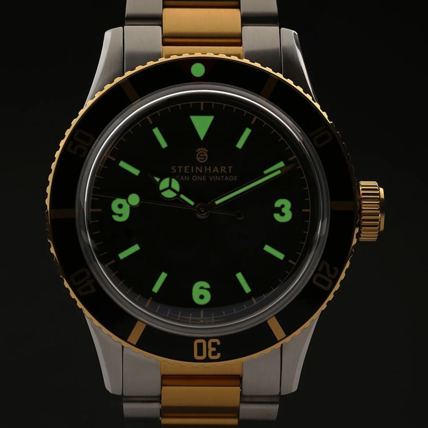 Steinhart Watches Duikhorloges 42 Mm^Ocean One Vintage Tweekleurig Duikhorloge