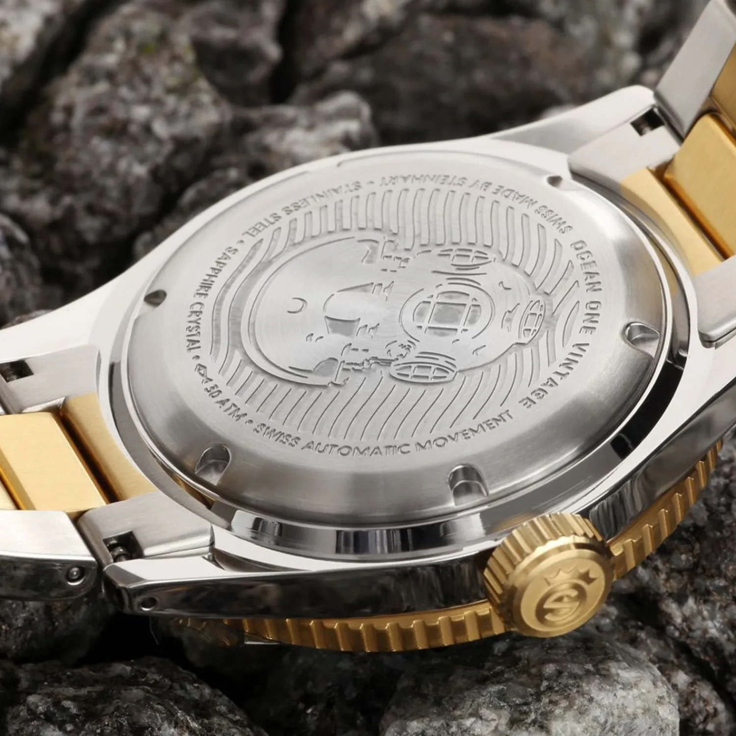 Steinhart Watches Duikhorloges 42 Mm^Ocean One Vintage Tweekleurig Duikhorloge