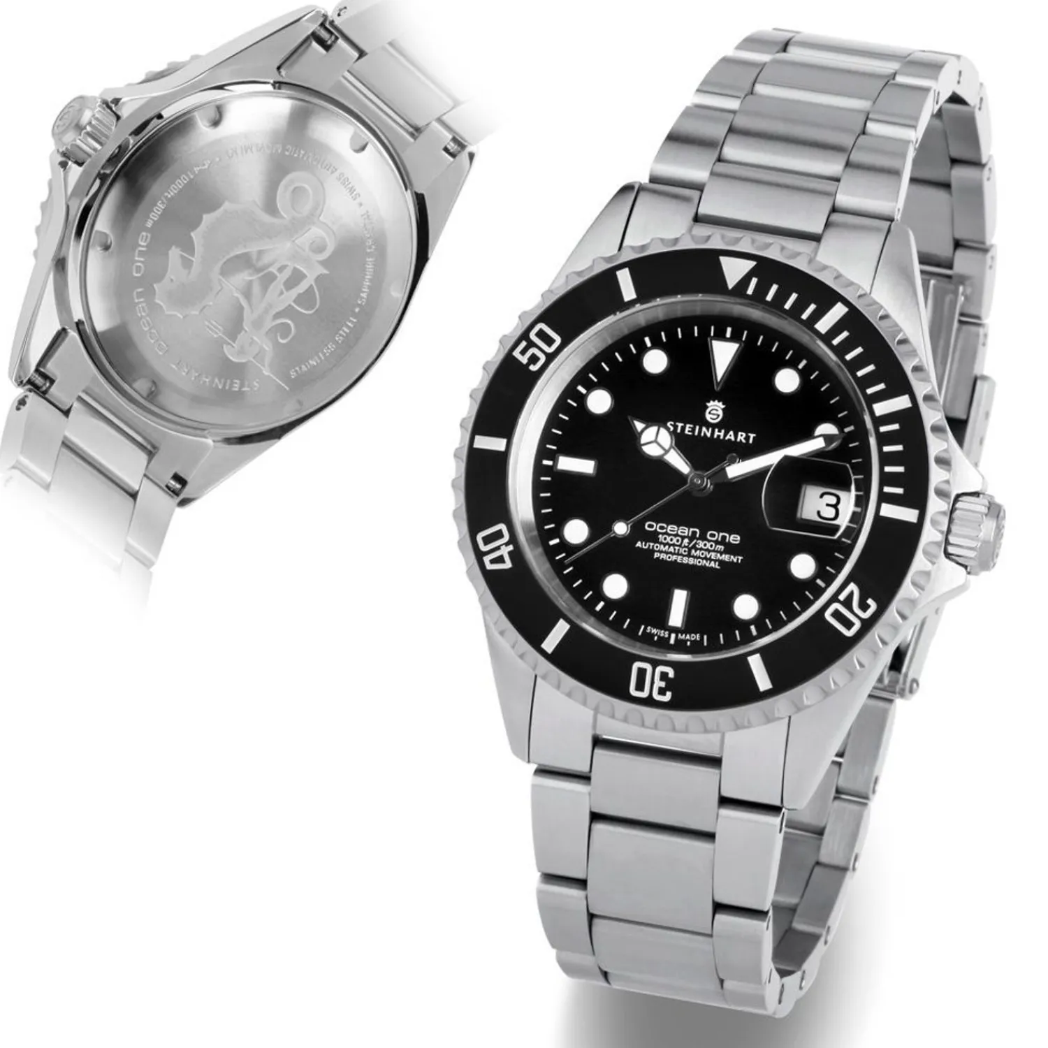 Steinhart Watches Duikhorloges 42 Mm^Ocean One Zwart Keramiek Duikhorloge